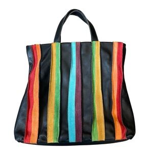 Mywalit Laguna Large Leather and Suede Shopper Black Bag